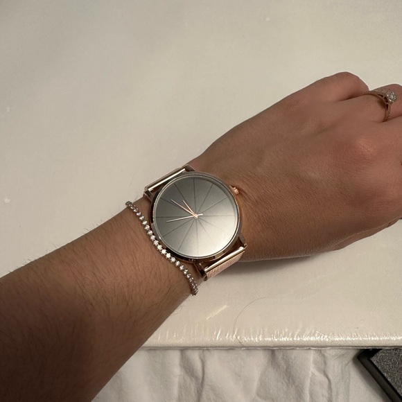 Round Pointer Quartz Watch Large Geo Dial Analog Mesh Strap Wristwatch Women - Picture 3 of 8